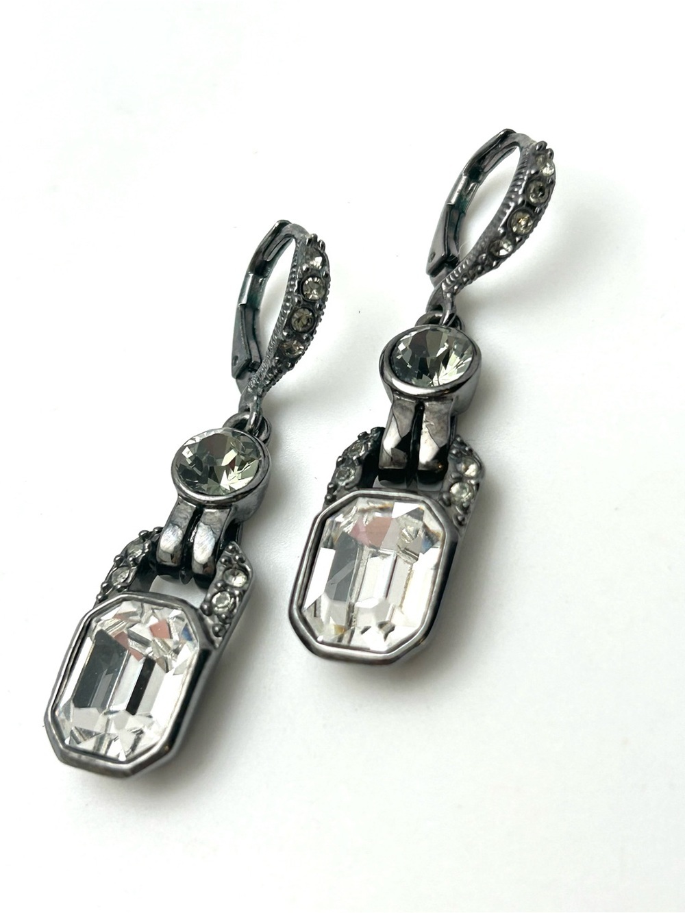 Givenchy Gunmetal Crystal Drop Earrings